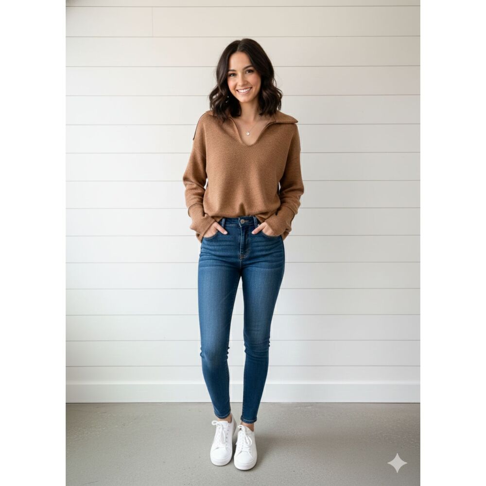 NWT Bibi  Womens Brown VNeck Sweater Womens Sz XLarge